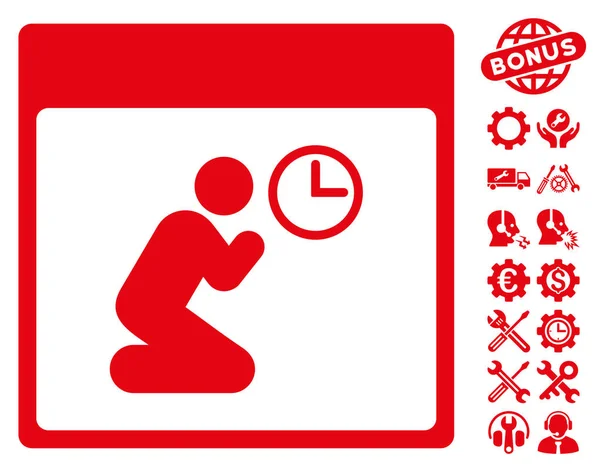 Beten Uhr Kalenderblatt Vektor-Symbol mit Bonus — Stockvektor