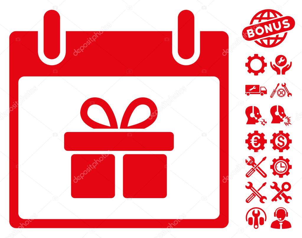 Gift Box Calendar Day Vector Icon With Bonus