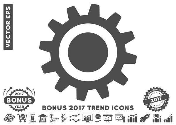 Cog Icône plate avec 2017 Tendance Bonus — Image vectorielle