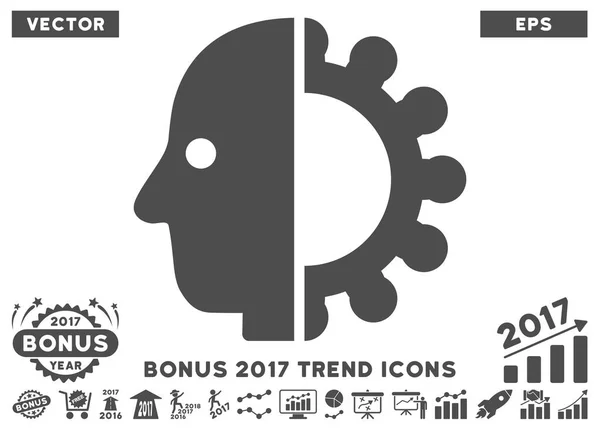 Cyborg Head Flat Icon With 2017 Bonus Trend — Stock Vector