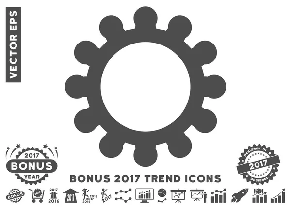 Icône plate d'engrenage avec 2017 Tendance de bonification — Image vectorielle