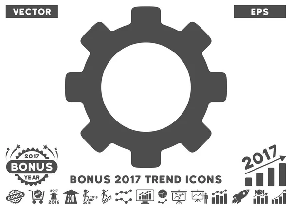 Icône plate d'engrenage avec 2017 Tendance de bonification — Image vectorielle