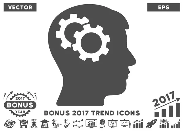 Intellect Gears Flat Icon With 2017 Bonus Trend — Stock Vector