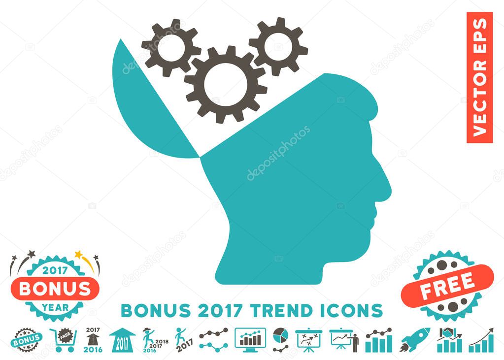 Open Mind Gears Flat Icon With 2017 Bonus Trend