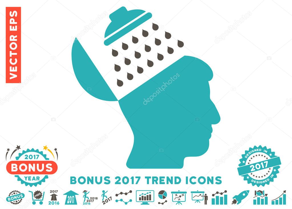 Propaganda Brain Shower Flat Icon With 2017 Bonus Trend