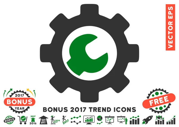 Outils de service Icône plate avec 2017 Tendance Bonus — Image vectorielle