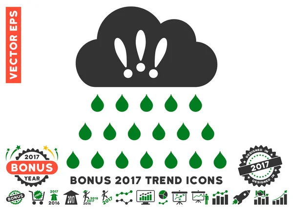 Thunderstorm Rain Cloud Flat Icon With 2017 Bonus Trend