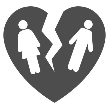 Kırık aile kalp düz vektör simgesi