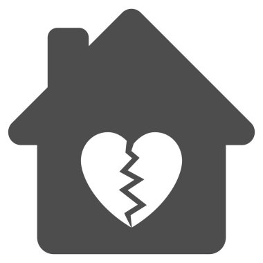 Boşanma House kalp düz vektör simgesi
