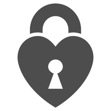 Kalp kilit düz vektör simgesi