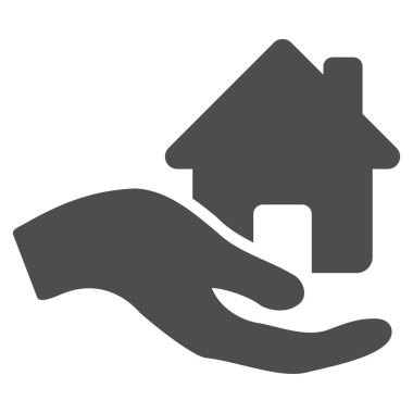 Ev teklif el düz vektör simgesi