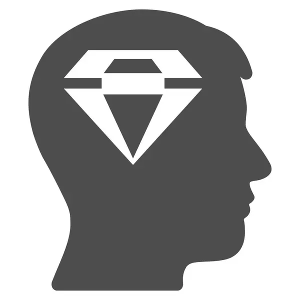 Cabeça humana com diamante plana vetor ícone —  Vetores de Stock