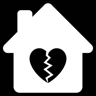 Boşanma House kalp düz vektör simgesi