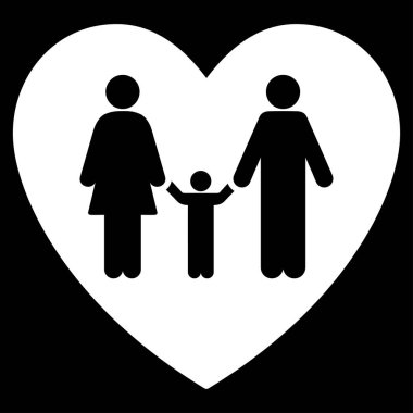 Aile sevgisi kalp düz vektör simgesi