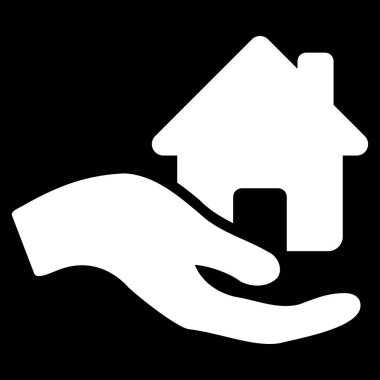 Ev teklif el düz vektör simgesi