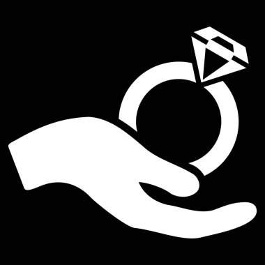 Alyans teklif el düz vektör simgesi