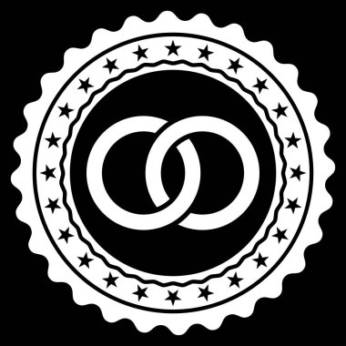 Düğün yüzük pul düz vektör simgesi