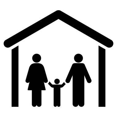 Aile kabin düz vektör simgesi