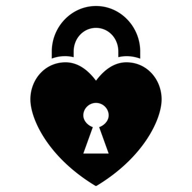 Kalp kilit düz vektör simgesi