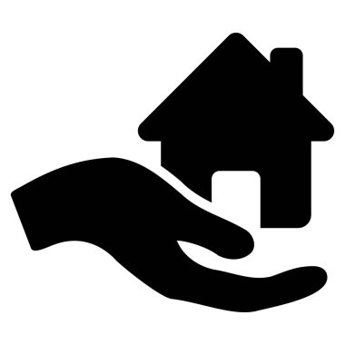 Ev teklif el düz vektör simgesi