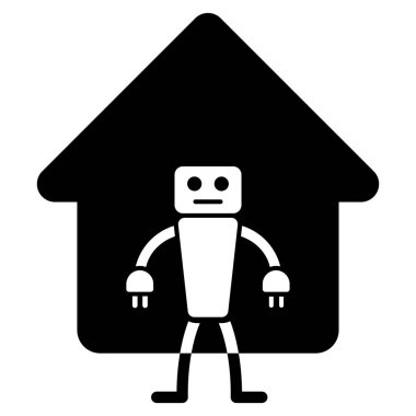 Ev Robot düz vektör simgesi