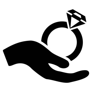 Alyans teklif el düz vektör simgesi