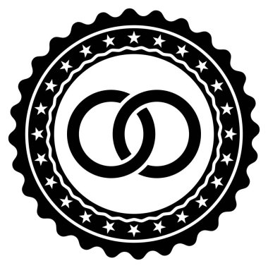 Düğün yüzük pul düz vektör simgesi