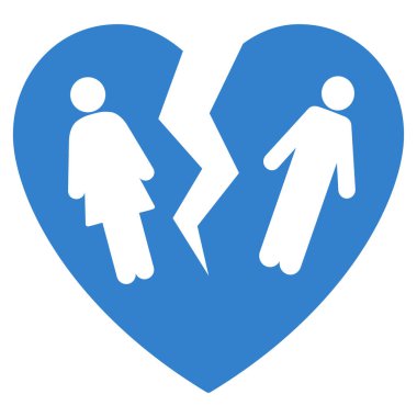 Kırık aile kalp düz vektör simgesi