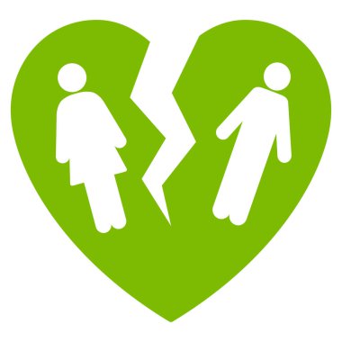 Kırık aile kalp düz vektör simgesi