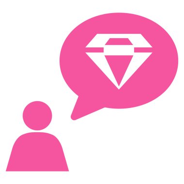 Elmas kişi düz vektör simge düşünme