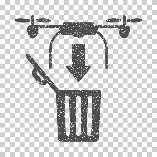 Ícone de textura granulada do zangão gota lixo — Vetor de Stock