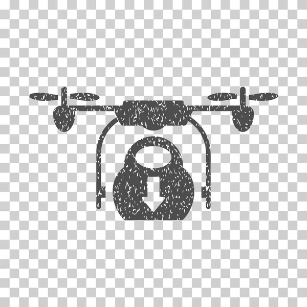Drone Drop Cargo Icône texture granuleuse — Image vectorielle