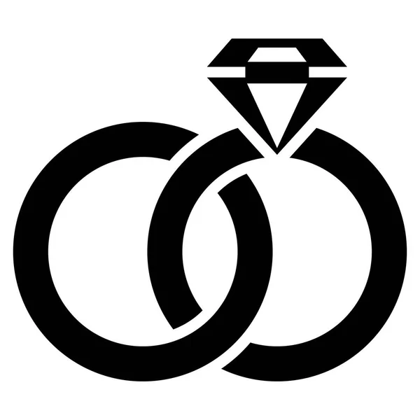 Anneaux de mariage avec icône vectorielle plate gemme — Image vectorielle