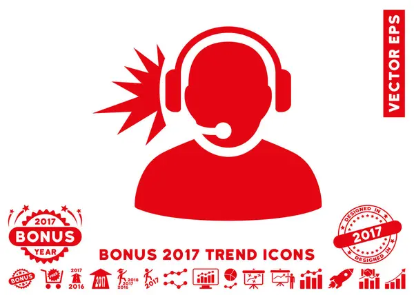 Operator Headphones Signal Flat Icon With 2017 Bonus Trend — Stock Vector