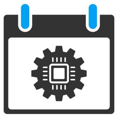 Çip dişli takvim gün vektör araç çubuğu simgesi