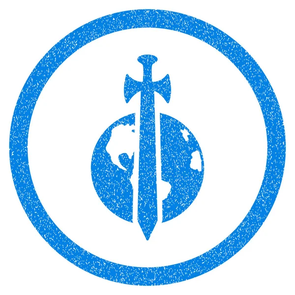 Selo de borracha de ícone arredondado de proteção militar da terra —  Vetores de Stock