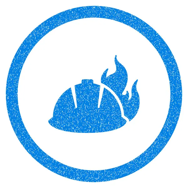 Brand helm afgeronde pictogram Rubberstempel — Stockvector