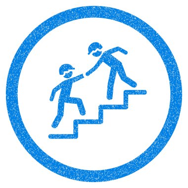 İşçiler yuvarlak simge lastik damga yardım