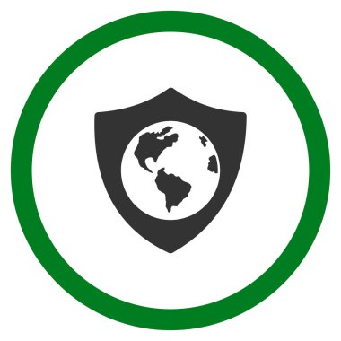 Dünya kalkan düz yuvarlak vektör simgesi