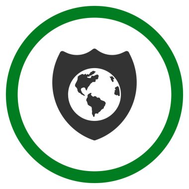 Dünya kalkan düz yuvarlak vektör simgesi