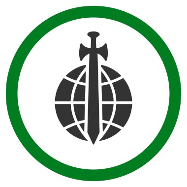 Küresel güvenlik düz yuvarlak vektör simgesi