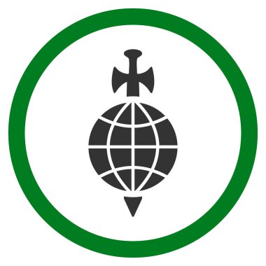 Küresel güvenlik düz yuvarlak vektör simgesi