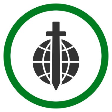 Küresel güvenlik düz yuvarlak vektör simgesi