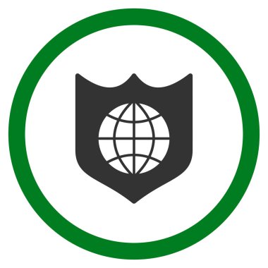 Küresel kalkan düz yuvarlak vektör simgesi