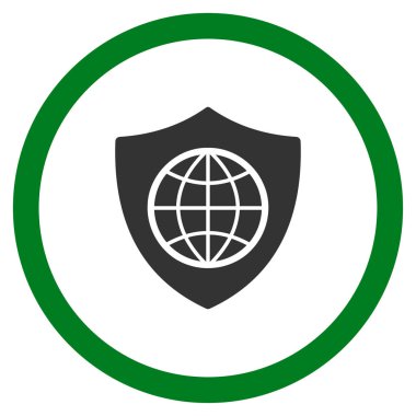 Küresel kalkan düz yuvarlak vektör simgesi