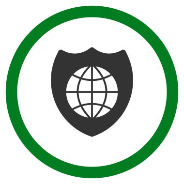 Küresel kalkan düz yuvarlak vektör simgesi