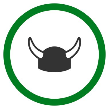 Boynuzlu miğfer düz yuvarlak vektör simgesi