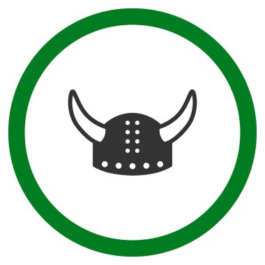 Boynuzlu miğfer düz yuvarlak vektör simgesi