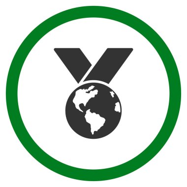 Dünya madalya düz yuvarlak vektör simgesi