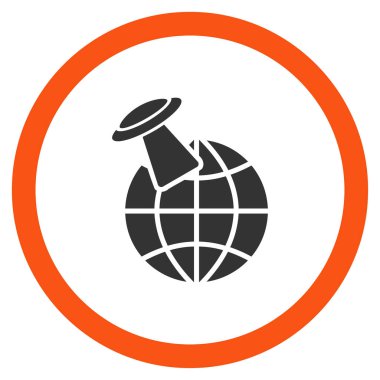 Uzaylı ziyaret düz yuvarlak vektör simgesi